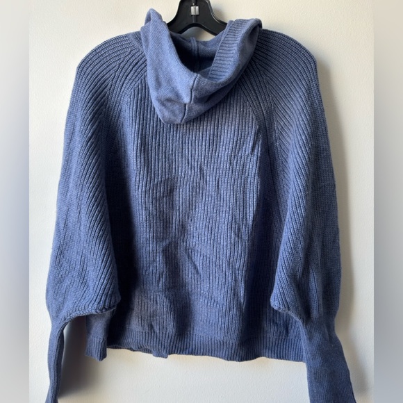 InCashmere Women’s Cotton Blend Blue Hooded  Sweater Cardigan - Picture 2 of 9